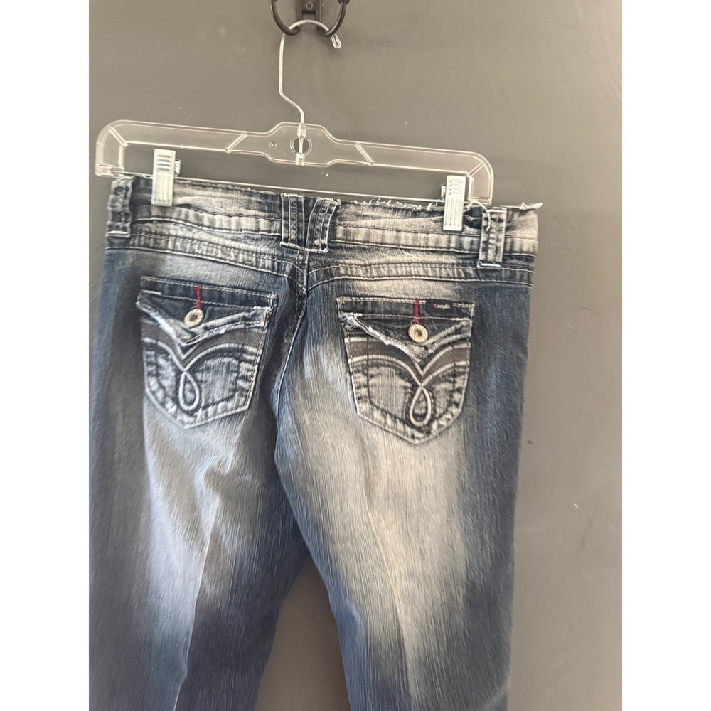 Angels Jeans Y2k Vintage Size 7 Dark Wash Embroidered Low Rise Capri Denim Pants